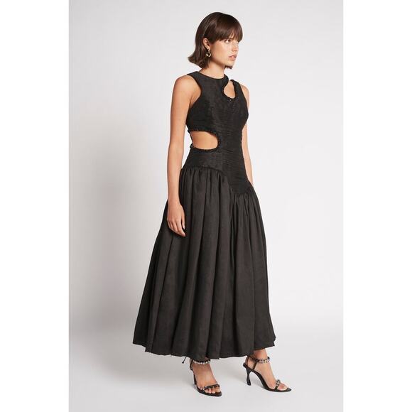 New Aje Jolie Abstract Cut Out Women's Black Dress Size 6 /US 2 NWT - Picture 2 of 12